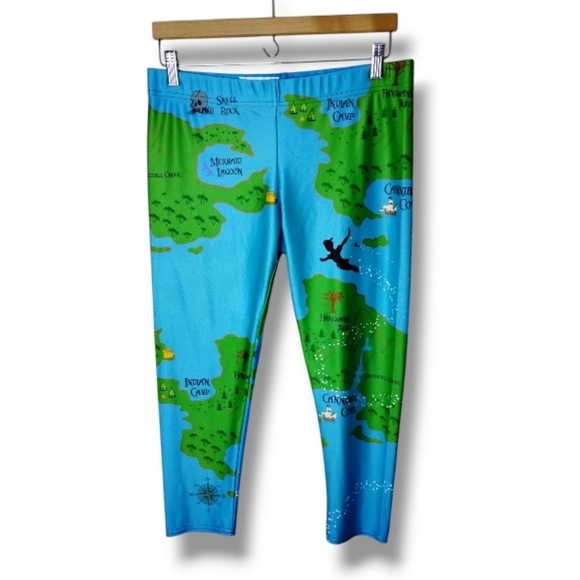 Main Street Bella Neverland Map Capri Leggings Peter Pan Inspired XL - Picture 2 of 9